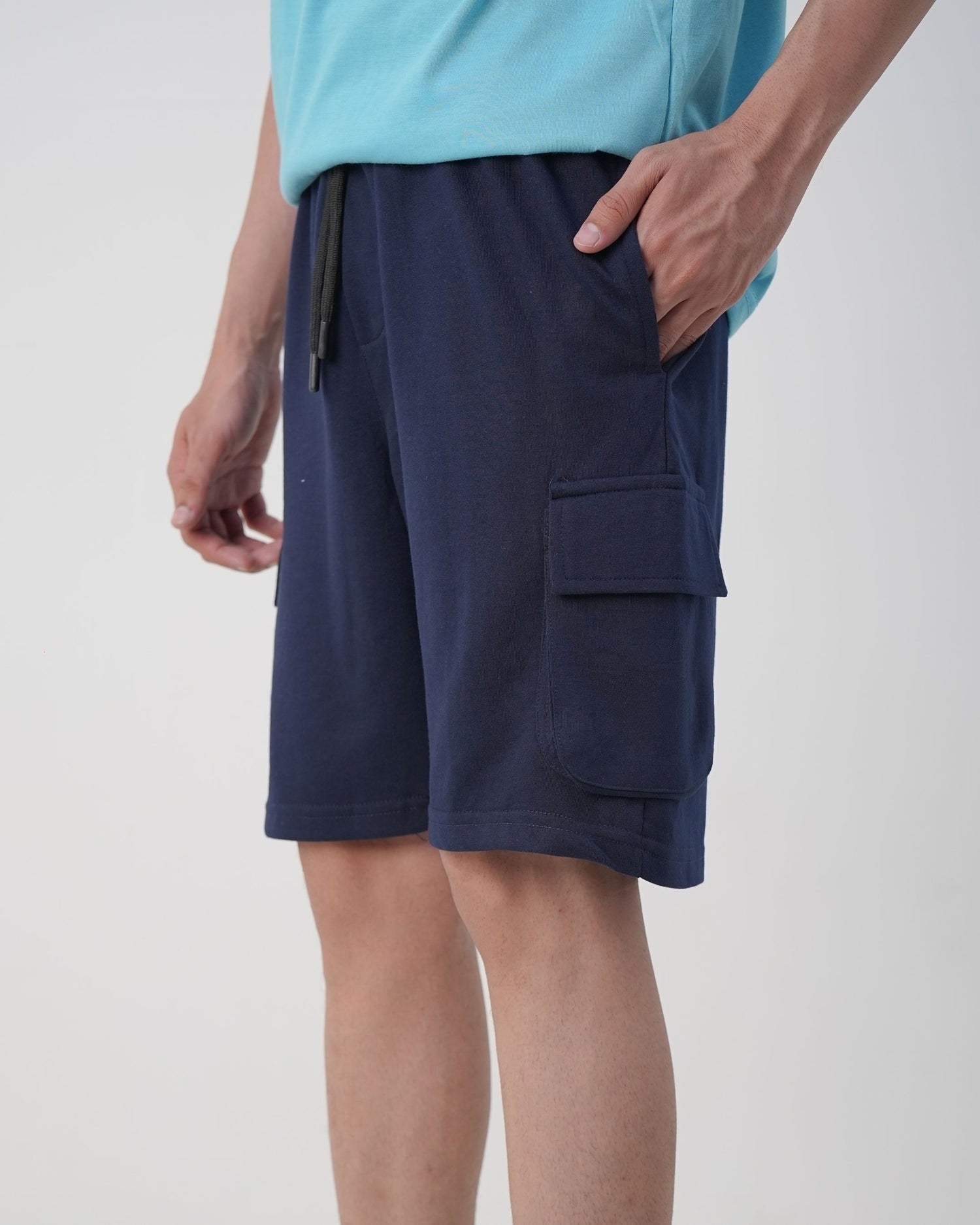 Navy Terry Cargo Shorts