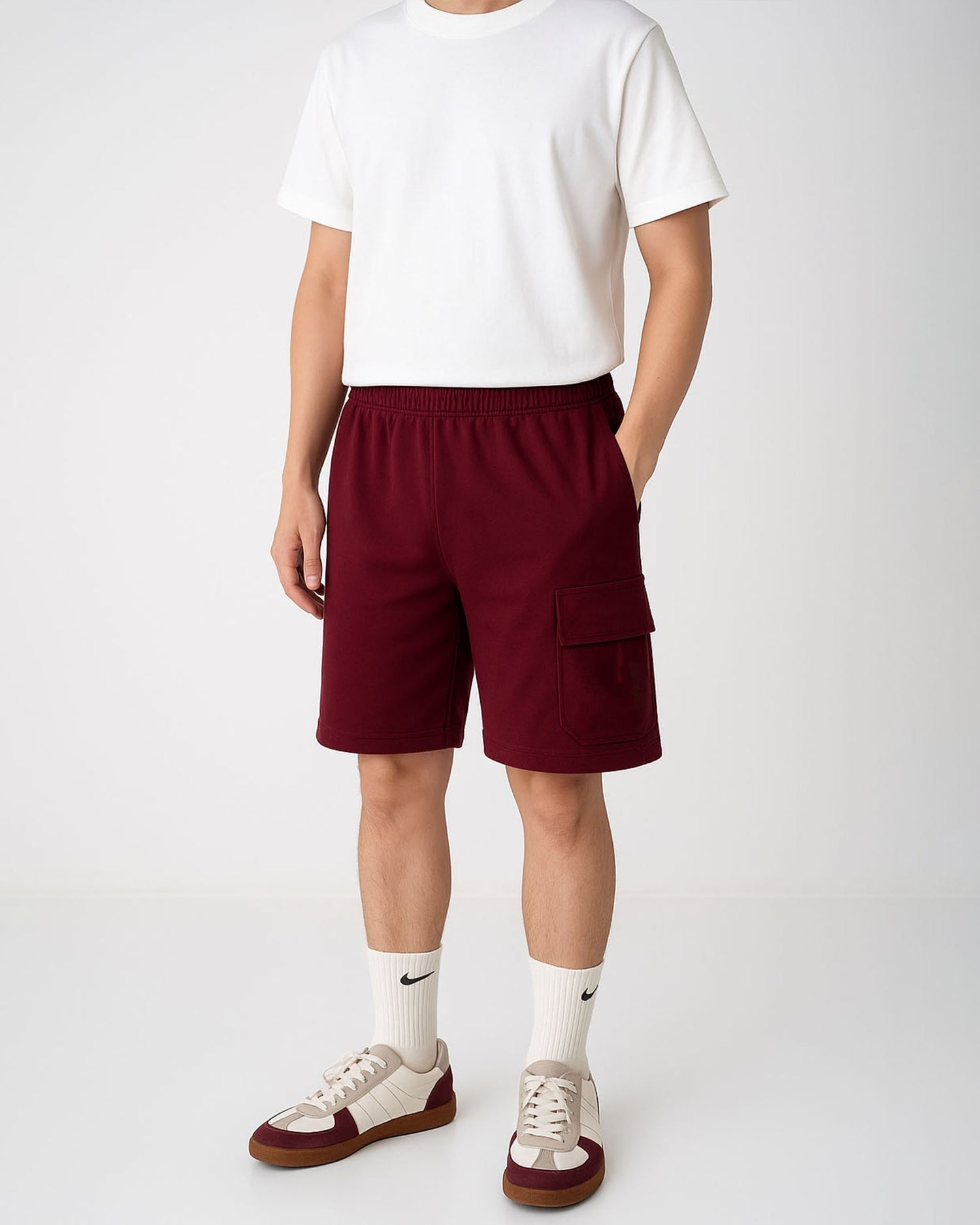 Maroon Terry Cargo Shorts