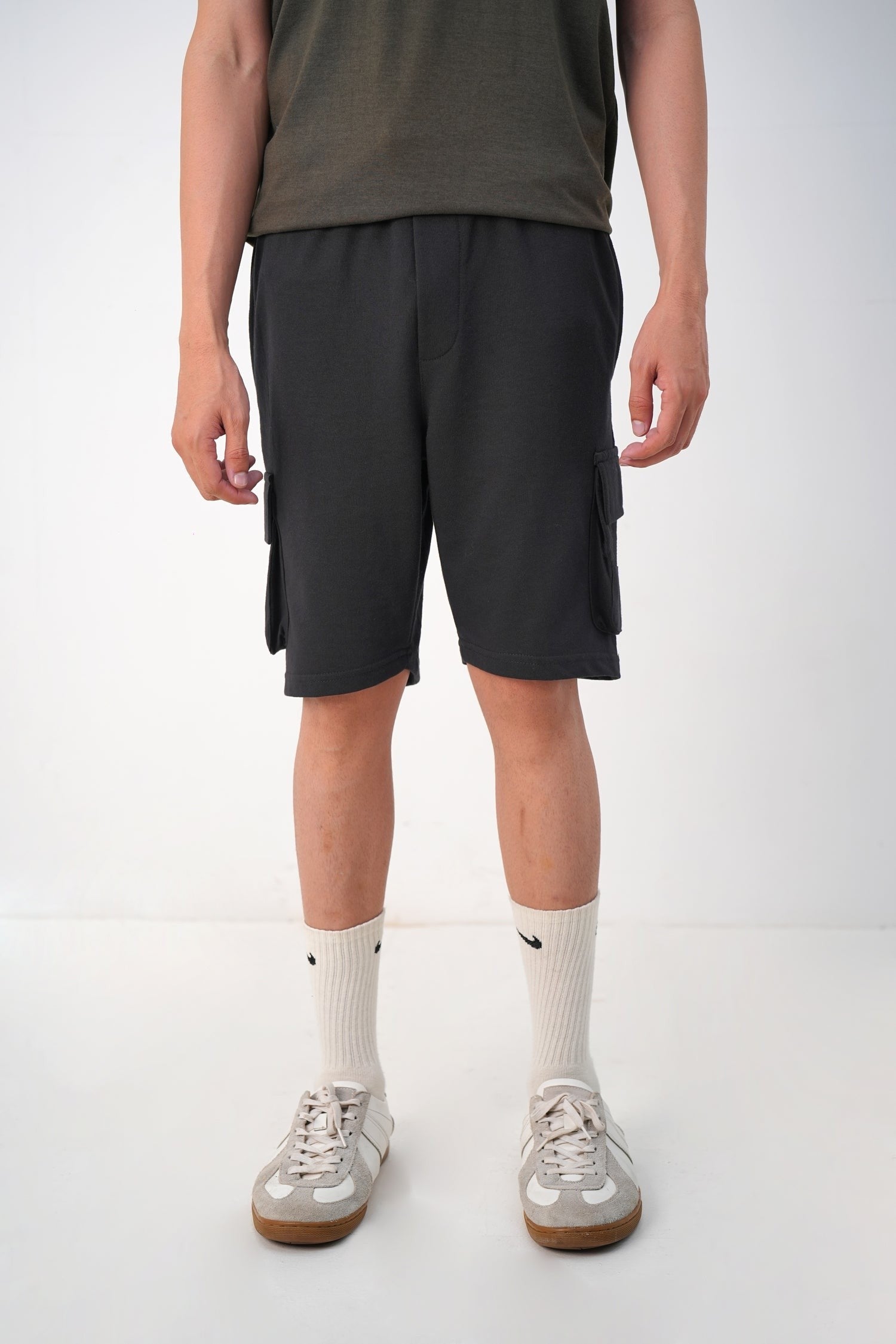 Black Terry Cargo Shorts