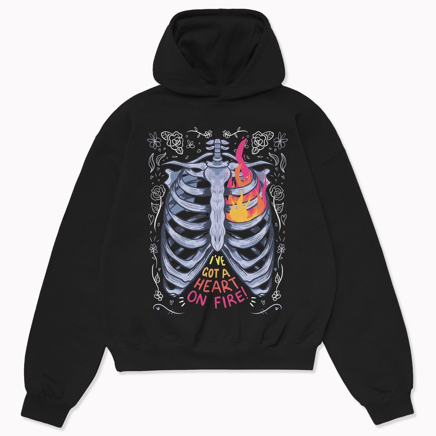 Heart On Fire Oversized Graphic Hoodie