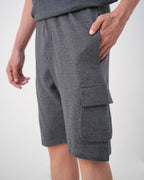 Charcoal Terry Cargo Shorts