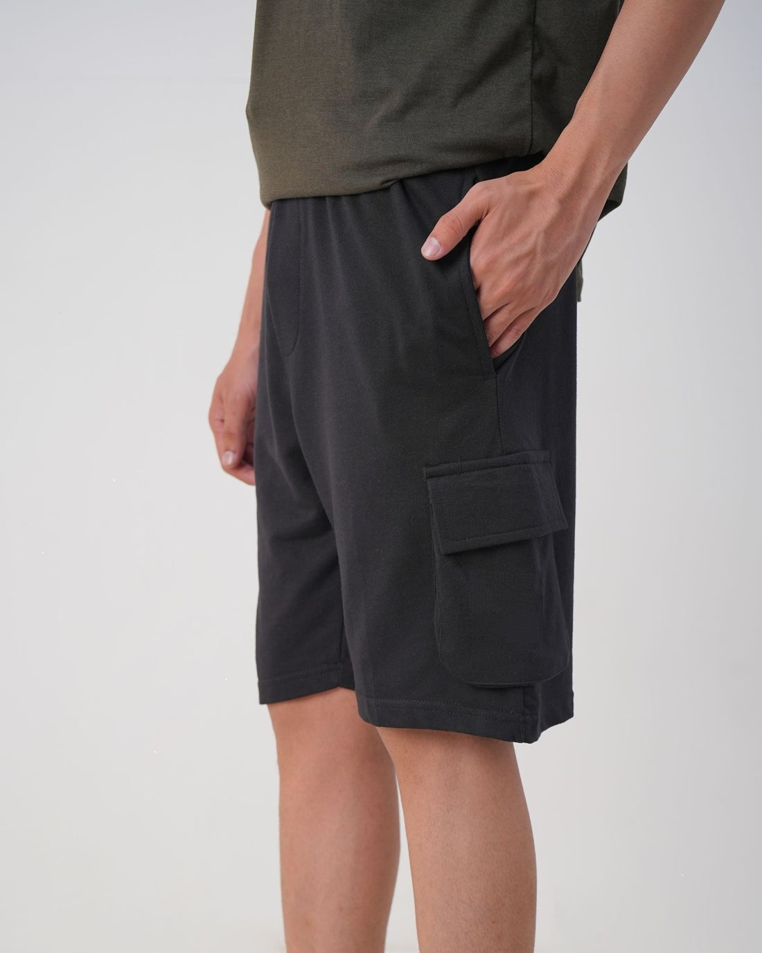 Black Terry Cargo Shorts