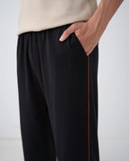 Black Straight Piping Trouser