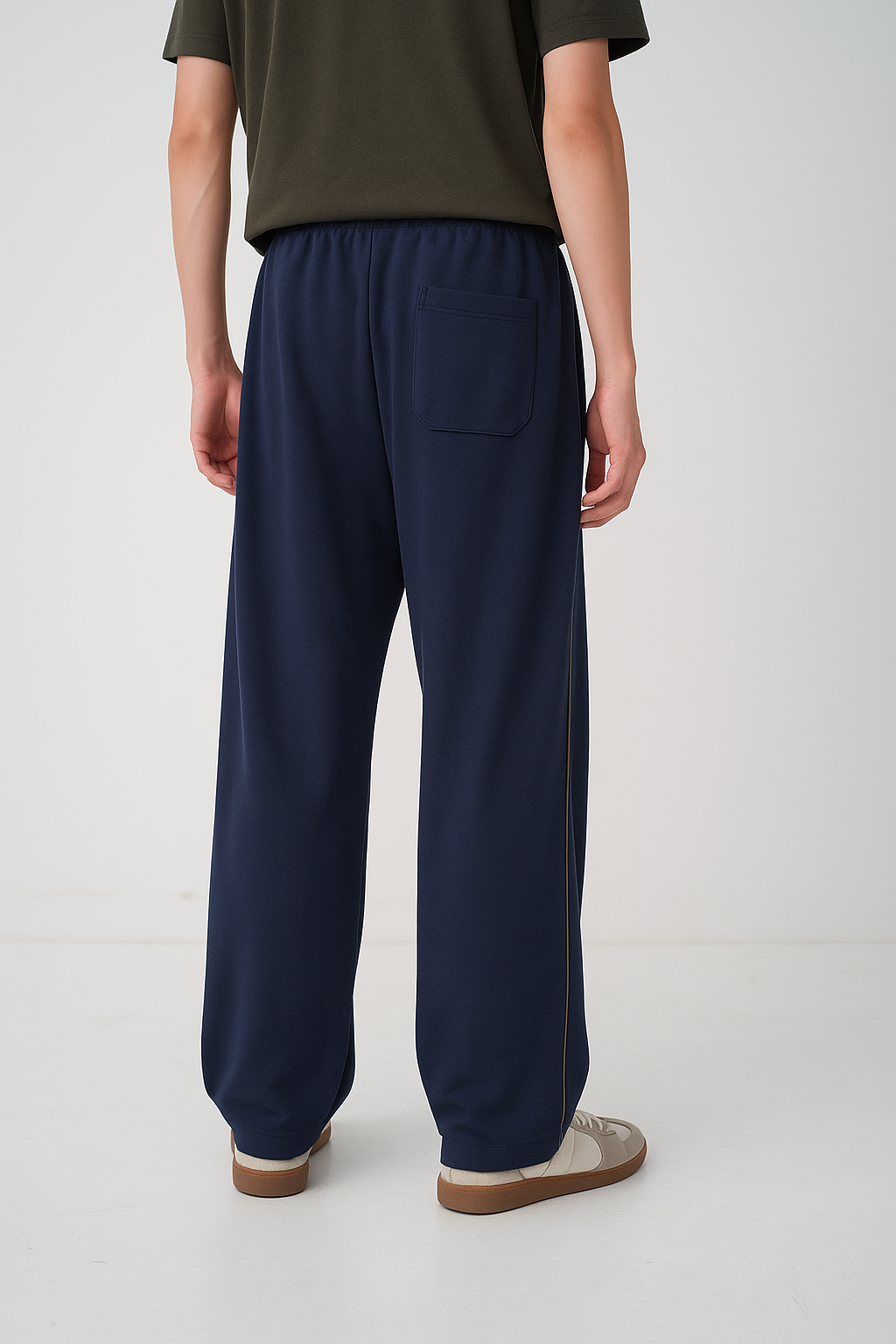 Navy Straight Piping Trouser