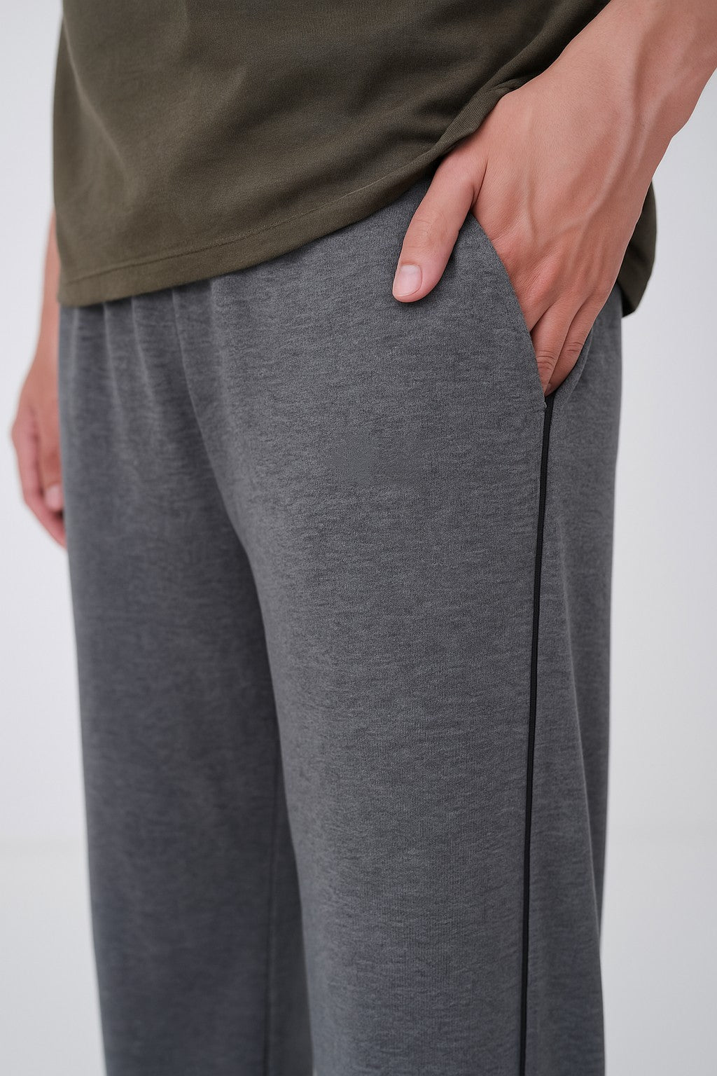 Charcoal Straight Piping Trouser