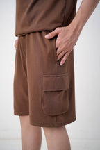 Brown Terry Cargo Shorts