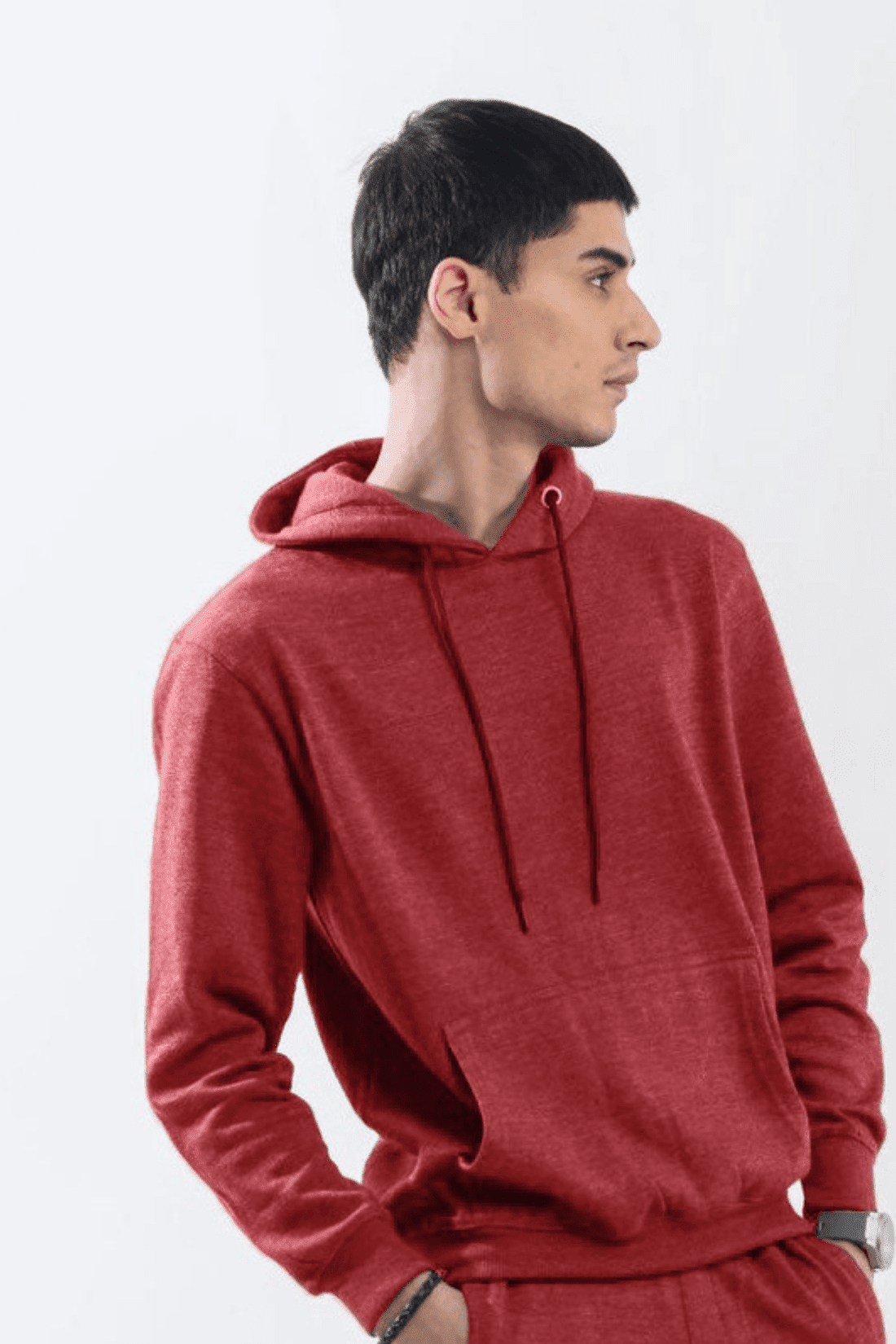 Melange Red Fleece Hoodie