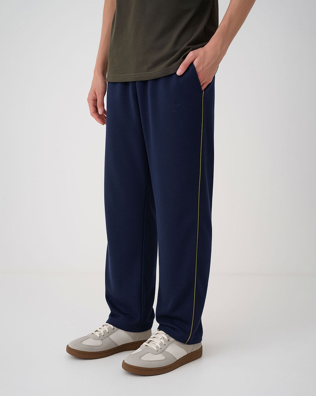 Navy Straight Piping Trouser